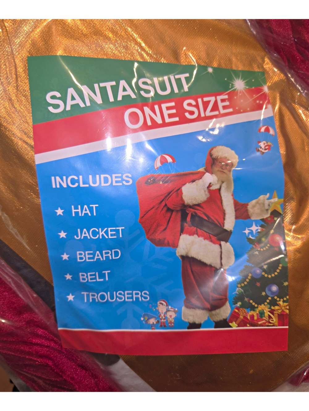 Christmas Santa suit costume set one size hat jacket beard belt trousers